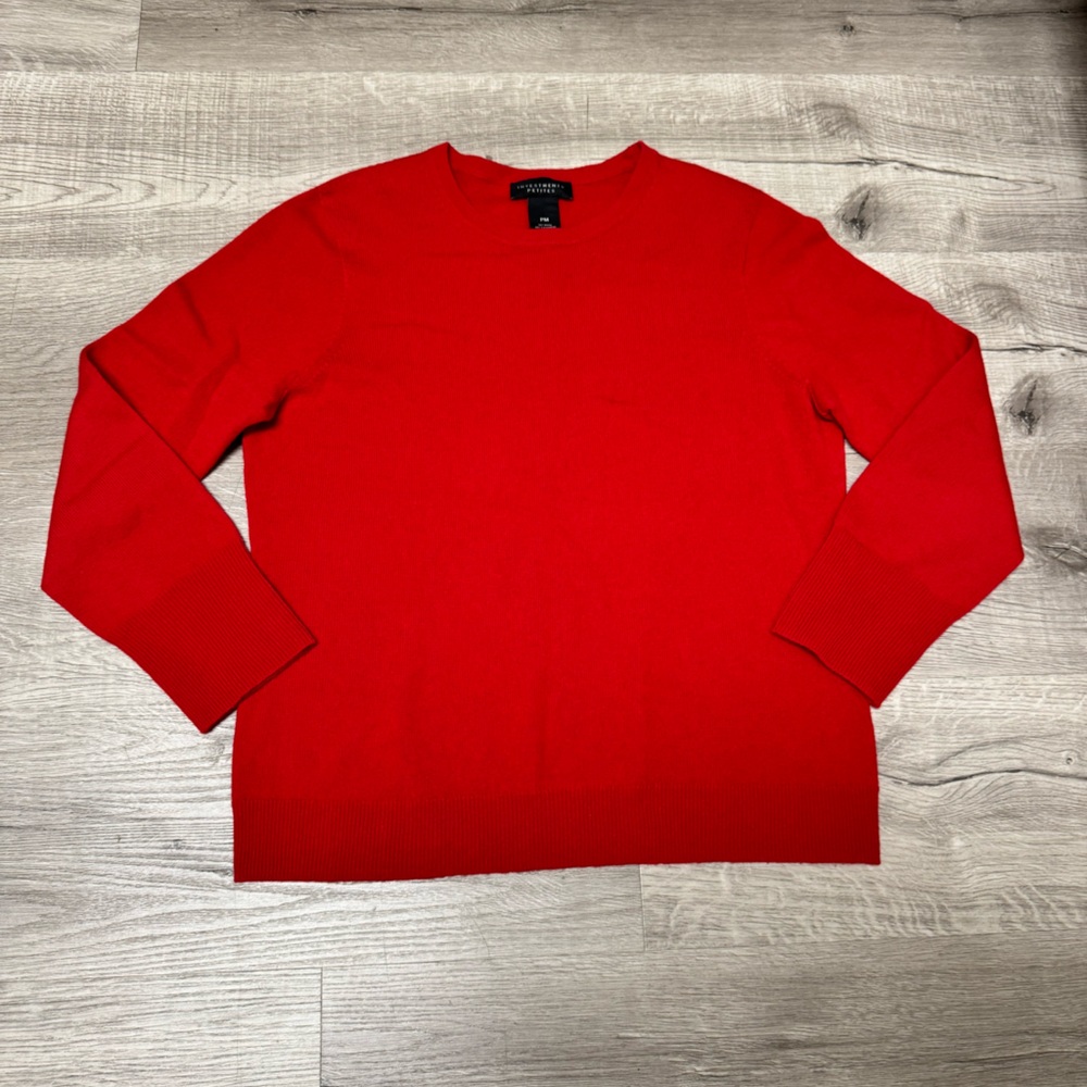 Investment Petite Blend of Wool & Cashmere Red Sweater